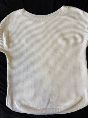 aerie Cream Ribbed Scoop-Neck Sweater